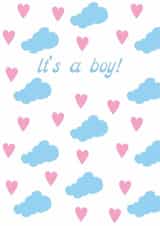 It's a boy! Clouds and Hearts New Baby Card created by Weird Is The Best