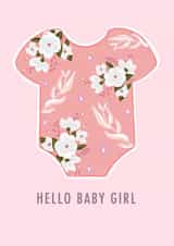 Hello Baby Girl Baby Grow created by Petals and Letters