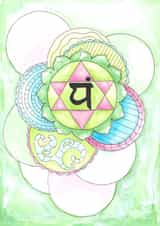 Art Print Card - Heart Chakra, Spiritual, Yoga created by Rachel O Designs