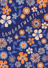 Congratulations folk flowers in blue created by Kattern Design