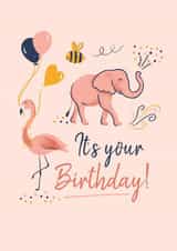 Flamingo and Elephant Birthday created by Karin van der Vegt