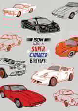 Super son, supercars birthday design created by Pencilface