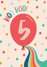 Woo Hoo! Colourful Balloon 5th birthday Card created by The Pattern Press