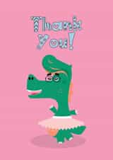 Dinosaur in Tutu, Thank You Card created by My Strawberry Monkey