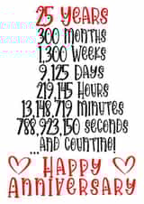 Cute Typography Anniversary Card - Silver Wedding Anniversary - 25 Years created by CardandFast