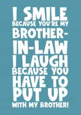 Funny happy birthday greeting card brother-in-law smile laugh gay same sex created by Naomi Park