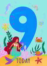 Cute Mermaid themed 9th Birthday Card created by Kamiya Chirodian