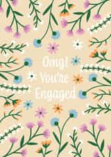 Pretty floral engagement card - Botonical congratulations card created by Kamiya Chirodian