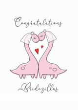 Congratulations Bridezillas - Cute dinosaur LGBT card created by Gareth wood