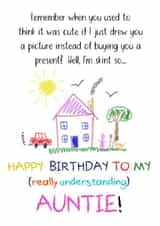 Cute birthday card for an understanding auntie created by Shore Designs
