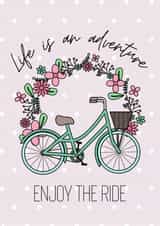 Life is an adventure,  enjoy the ride, new start card created by Laura Wheatley