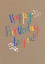 Birthday text on recycled paper created by Laura Pantony