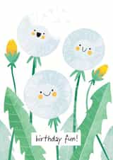 Birthday funny card with dandelions created by Nastya Rizaeva