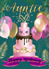 Birthday Cake Tower for Auntie created by Kerrylovescards