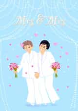 Mrs and Mrs - Illustrated Wedding card created by Yamaste Art