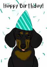 Happy Birthday Sausage dog dachshund  created by Rachel Trainor
