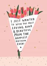 Pretty Pink Bouquet of Flowers Birthday Card - For Mum - Loving, Kind & Beautiful created by Helen Mackay 