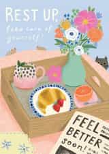 Rest Up Breakfast In Bed Get Well Card created by Lou Peajeux