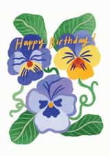 Happy Birthday Purple Pansy Flowers created by Sophie Potter