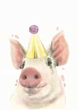 Cute Party Pig Birthday Card created by Robert James Hull