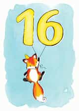 16th birthday fox illustrated card created by Alexia Claire
