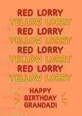 Red Lorry Yellow Lorry Grandad Birthday Card created by Card and Cake