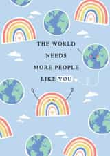 Cute Rainbow Thank You Card / Just Because Card / Friendship Card - The World Needs More People Like You created by Leebee Designs