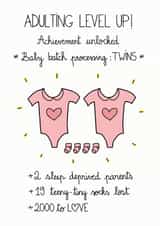 Baby Twin Girls Congratulations Card created by FROGGIE & ROSBIF