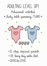Mixed Gender Baby Twins Congratulations Card created by FROGGIE & ROSBIF