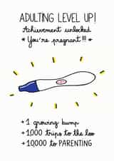 Adulting Level Up, Positive Pregnancy Test Congratulations Card created by FROGGIE & ROSBIF