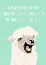 Funny Ageing Alpaca Card created by Daniella Illustrates 