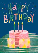 Colourful abstract birthday cake card created by Kamilya Panina
