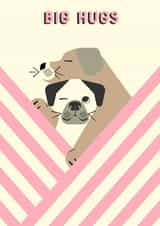 Big hugs and cuddling dogs card created by @simonwelchillustration