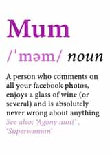 Mum Definition Birthday Mothers Day Card created by @RoseDesignCards