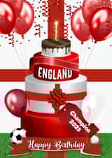 England football Birthday Cake Card|Champion Euro 2025 Lioness Celebration card created by Kerrylovescards