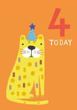 Cute 4th Birthday Card - Cheetah - 4 Today created by Sally Payne Design