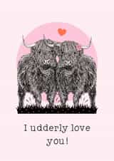 Highland Cows 'Udderly Love' Card created by Beth Higgins Art