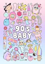 Cute and Colourful 90’s themed Birthday Card - 90’s Memories - 90’s Baby created by Katy Naughton