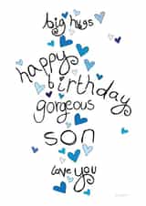 Gorgeous Son Birthday Card - Big Hugs, Love You created by Love and Happy Stuff