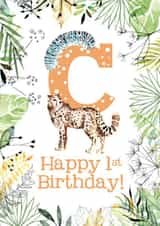 Animal Themed Happy 1st Birthday for names beginning with C created by Kate Moby