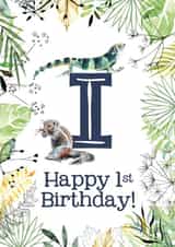 Animal Themed Happy 1st Birthday for names beginning with I created by Kate Moby