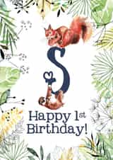 Animal Themed Happy 1st Birthday for names beginning with S created by Kate Moby