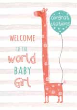 Congratulations Baby Girl Giraffe Card created by Owen & Wolfey