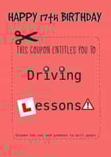 Happy 17th Birthday Card Driving Lessons Coupon created by Kate and Co