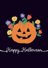 Happy Halloween floral pumpkin card created by Rachel Singh