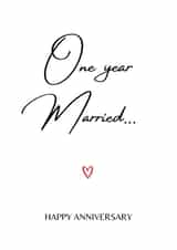 Cute Typography Anniversary Card - One Year Anniversary - One Year Married... created by A Bee's Designs