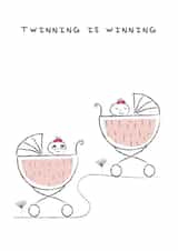 Twinning is winning, new baby card created by Eli&Mama