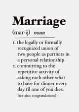 Marriage definition -  congratulations funny card created by The Girl Next Draw Cards