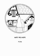 Quirky Modern Black and White New Home Card created by Floki and Rollo