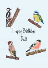 Arty Birthday Card - For Dad - Birds created by Laura Stanley Designs